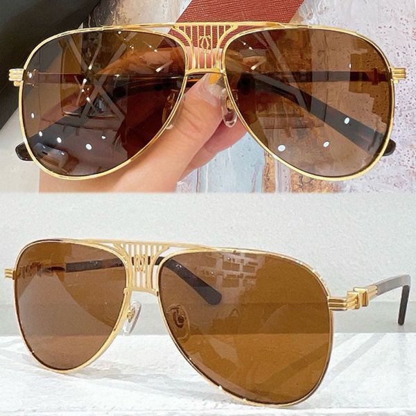 Famous brand retro large square pilot sunglasses 1183 Mens cool gold metal glasses Womens designer striped frame design UV400 outdoor leisure sports sunglasses
Famous brand retro large square pilot sunglasses 1183 Mens cool gold metal glasses Womens designer striped frame design UV400 outdoor leisure sports sunglasses