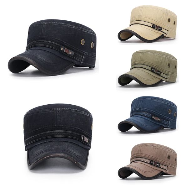 Vintage Washed Cotton Army Military Hat Classic Flat Top Hat Adjustable Cadet Style Army Cap Button Design tactical Army Caps, Select
Vintage Washed Cotton Army Military Hat Classic Flat Top Hat Adjustable Cadet Style Army Cap Button Design tactical Army Caps, Select