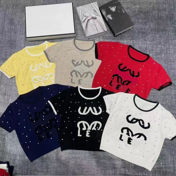 Designer High Quality Summer Crewneck Sleeve Fashion Heavy Lndustry Flocking Letters Printed Brick Rivets Knitted Short Tees, Ivory
Designer High Quality Summer Crewneck Sleeve Fashion Heavy Lndustry Flocking Letters Printed Brick Rivets Knitted Short Tees, Ivory