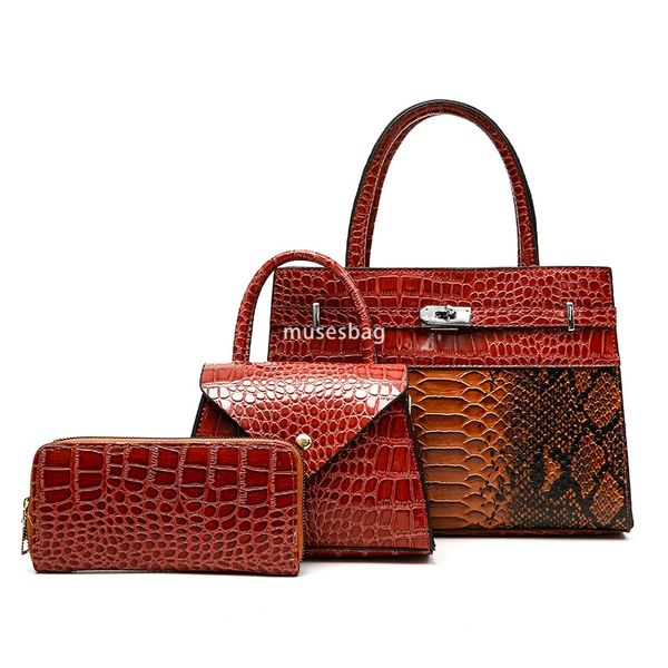New Fashion and Temperament Set Bag Women's Bag Snake Skin Pattern Color Retro Women's Mother and Child Bag Three piece Set, Red
New Fashion and Temperament Set Bag Women's Bag Snake Skin Pattern Color Retro Women's Mother and Child Bag Three piece Set, Red