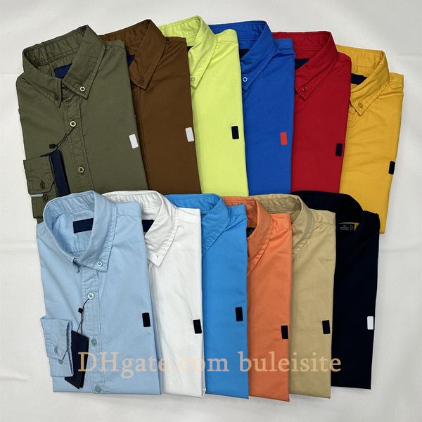 Men Casual Shirts European Size Long sleeved shirts Solid color shirt Advanced fabric plus size Solid embroidered small horse Gentleman shirt business shirt