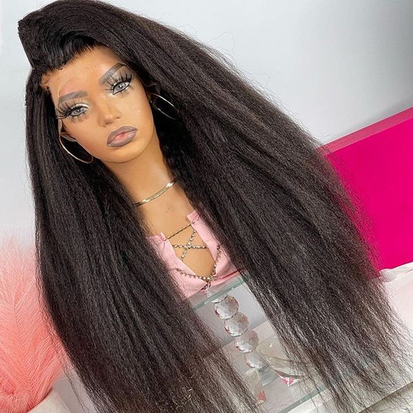 Density 180% Kinky Straight Lace Front Human Hair Wigs 13X4 Transparent Lace Frontal Wigs Pre Plucked Yaki Straight Synthetic fgfWig Lvdeh al, Ombre color
Density 180% Kinky Straight Lace Front Human Hair Wigs 13X4 Transparent Lace Frontal Wigs Pre Plucked Yaki Straight Synthetic fgfWig Lvdeh al, Ombre color
