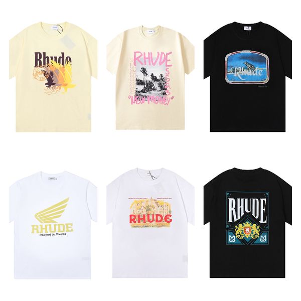 Rhude Mens T Shirt New High Quality Tess Designer Casual Fashion Short Sleeve Men Women Print Casual Loose Round Neck Tshirts cole buxton t shirt US Size S M L XL XXL, Colour2