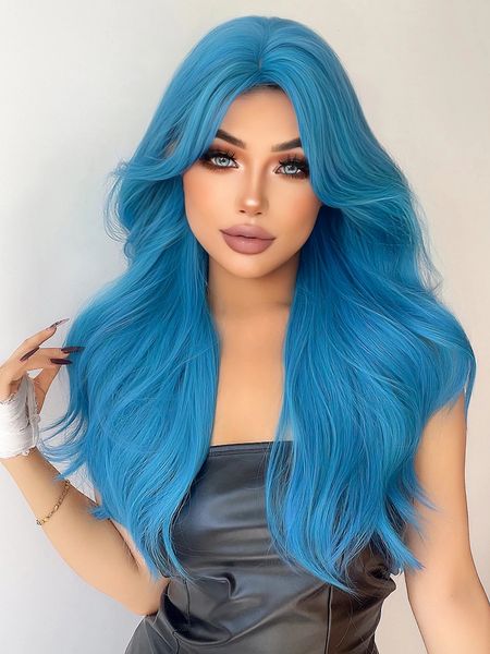 28Inch Sea Blue Color Synthetic Wigs Middle Part Long Natural Wavy Hair Wig For Women Cosplay Drag Queen Party Heat Resistant 240527
28Inch Sea Blue Color Synthetic Wigs Middle Part Long Natural Wavy Hair Wig For Women Cosplay Drag Queen Party Heat Resistant 240527