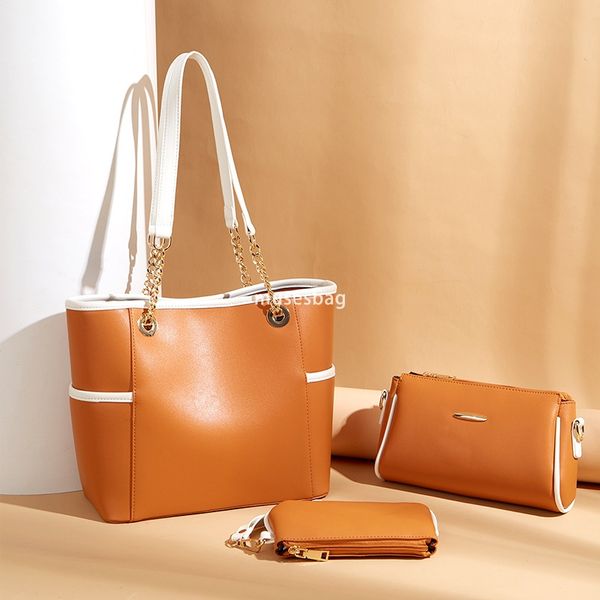 High quality fashionable women PU versatile shoulder bag casual large capacity classic tote bag three piece set multifunctional mother and child bag, Orange
High quality fashionable women PU versatile shoulder bag casual large capacity classic tote bag three piece set multifunctional mother and child bag, Orange