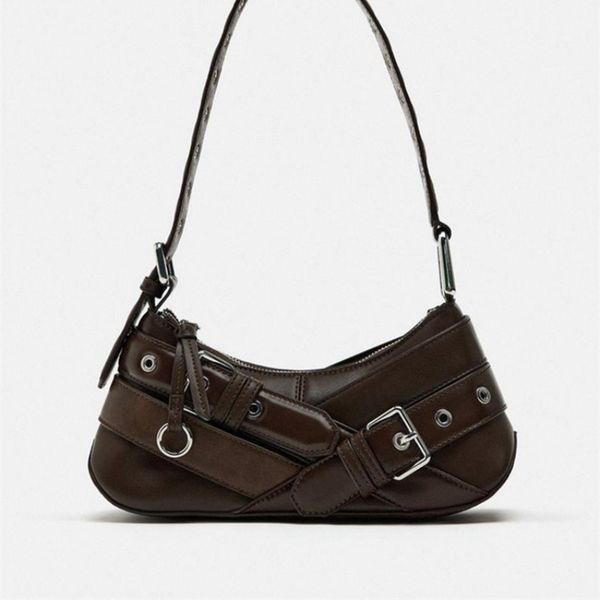 New Belt Decoration Fashion Shoulder Bag High end PU Underarm Bag Trendy Motorcycle Bag High end Handsome Handbag, Brown
New Belt Decoration Fashion Shoulder Bag High end PU Underarm Bag Trendy Motorcycle Bag High end Handsome Handbag, Brown