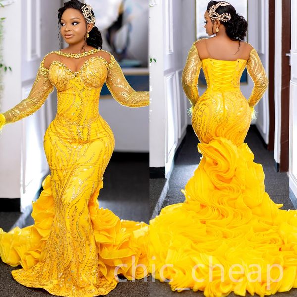 2024 Aso Ebi Plus Size Yellow Mermaid Prom Dress Lace Crystals Evening Formal Party Second Reception 50th Birthday Engagement Thanksgiving Gowns Dresses ZJ41, Multi
2024 Aso Ebi Plus Size Yellow Mermaid Prom Dress Lace Crystals Evening Formal Party Second Reception 50th Birthday Engagement Thanksgiving Gowns Dresses ZJ41, Multi