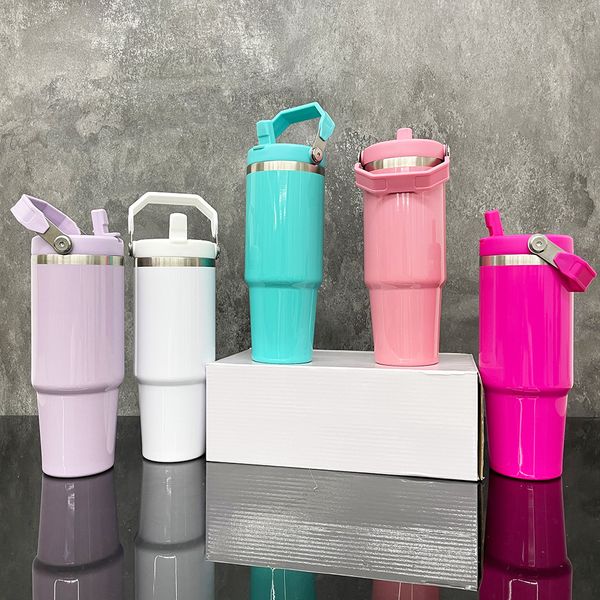 Glossy aron colored sublimation portable flip straw stainless steel tumbler vacuum insulated 30oz sports water bottle with handle for customized gifts, Multi
Glossy aron colored sublimation portable flip straw stainless steel tumbler vacuum insulated 30oz sports water bottle with handle for customized gifts, Multi