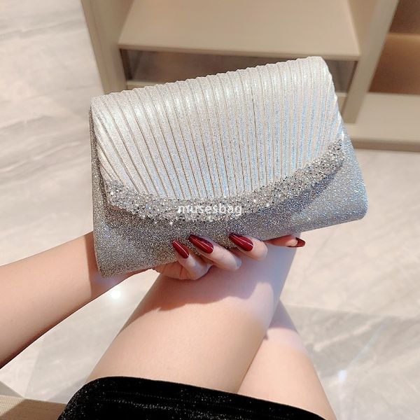 Designer Ladies Sparkling High end Dinner Bag with Silver Pleats and Diamonds High end Feeling Handheld Paired with Dress Bag Celebrity Crossbody Chain Bag
Designer Ladies Sparkling High end Dinner Bag with Silver Pleats and Diamonds High end Feeling Handheld Paired with Dress Bag Celebrity Crossbody Chain Bag