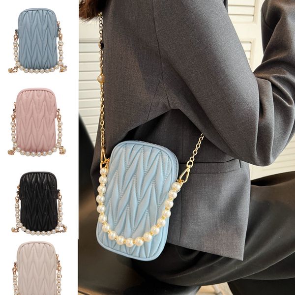 Factory wholesale womens shoulder bag sweet little fresh pearl chain bag simple atmosphere solid color leather mobile phone bag summer beaded women handbag 6118#, Black
Factory wholesale womens shoulder bag sweet little fresh pearl chain bag simple atmosphere solid color leather mobile phone bag summer beaded women handbag 6118#, Black