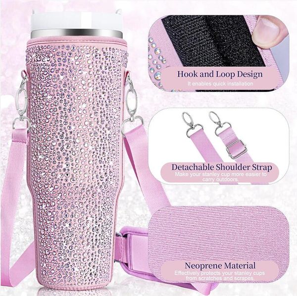 Wholesale fashion 40oz water cup bag 4 colors small fresh and sweet diamond encrusted water cup Messenger bag outdoor sports trend leisure insulated bottle set 0099#, Welfare style/minimalist packaging
Wholesale fashion 40oz water cup bag 4 colors small fresh and sweet diamond encrusted water cup Messenger bag outdoor sports trend leisure insulated bottle set 0099#, Welfare style/minimalist packaging