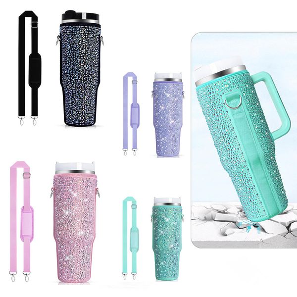 Outlet factory fashion 40oz water cup bag 4 colors small fresh and sweet diamond encrusted water cup Messenger bag outdoor sports trend leisure insulated bottle set, Black
Outlet factory fashion 40oz water cup bag 4 colors small fresh and sweet diamond encrusted water cup Messenger bag outdoor sports trend leisure insulated bottle set, Black