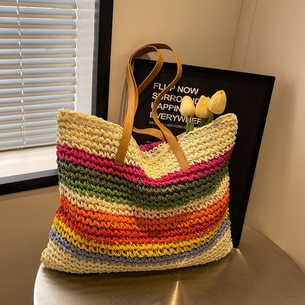 Factory wholesale women's handbags 4 colors French color striped straw bag summer seaside holiday woven beach bag simple Joker Ribbon shoulder bag 2050#, White
Factory wholesale women's handbags 4 colors French color striped straw bag summer seaside holiday woven beach bag simple Joker Ribbon shoulder bag 2050#, White