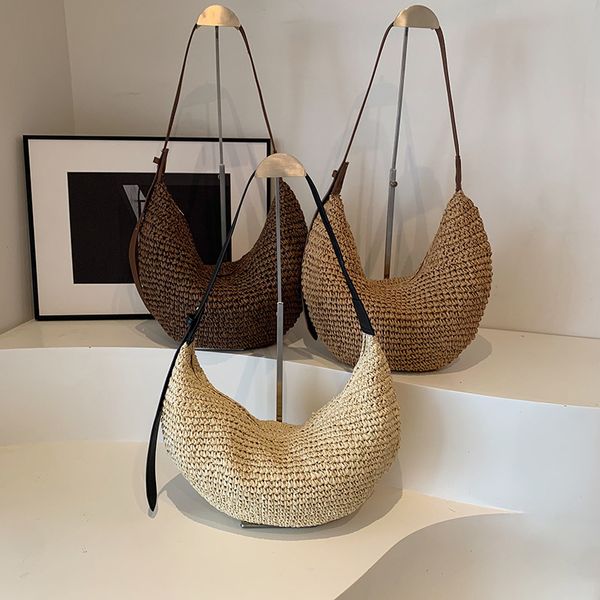 Fashionable womens shoulder bag 3 colors summer seaside holiday beach bag simple and versatile woven jiaozi bag outdoor leisure messenger bags factory outlet, Brown
Fashionable womens shoulder bag 3 colors summer seaside holiday beach bag simple and versatile woven jiaozi bag outdoor leisure messenger bags factory outlet, Brown