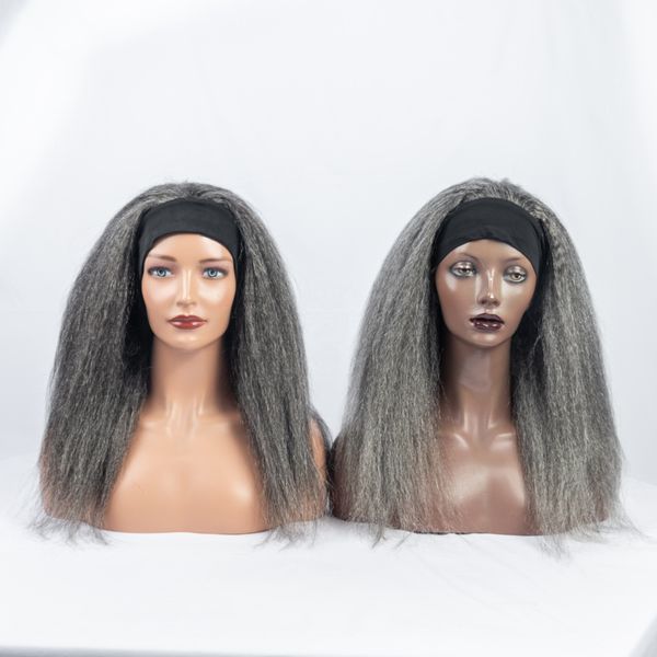 100% gray human hair headband wigs and hair pieces for black women high quality long lasting and authentic silver grey real human