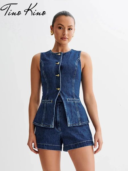 Denim 2 Pieces Sets Women Fashion Slim O-neck Sleeveless Single Breasted Vest Wide Leg Shorts Summer Y2K Lady Outfit 240614, Only shorts
Denim 2 Pieces Sets Women Fashion Slim O-neck Sleeveless Single Breasted Vest Wide Leg Shorts Summer Y2K Lady Outfit 240614, Only shorts