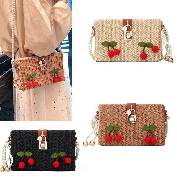 Outlet factory women's handbags 3 colors sweet and lovely cherry hard box mobile phone bag summer straw holiday beach bag daily Joker buckle clutch bag 8088#, Black
Outlet factory women's handbags 3 colors sweet and lovely cherry hard box mobile phone bag summer straw holiday beach bag daily Joker buckle clutch bag 8088#, Black