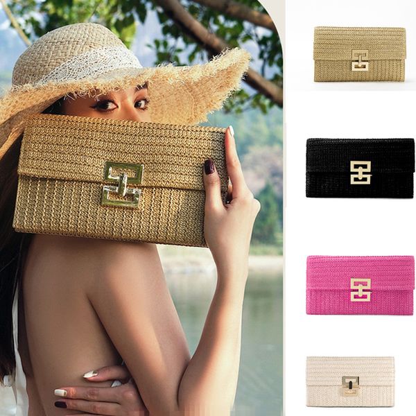 Outlet factory women's handbags 8 colors flip straw envelope chain bag French holiday striped beach bag Bohemian woven clutch bag fashion backpack 205#, Multi-color
Outlet factory women's handbags 8 colors flip straw envelope chain bag French holiday striped beach bag Bohemian woven clutch bag fashion backpack 205#, Multi-color