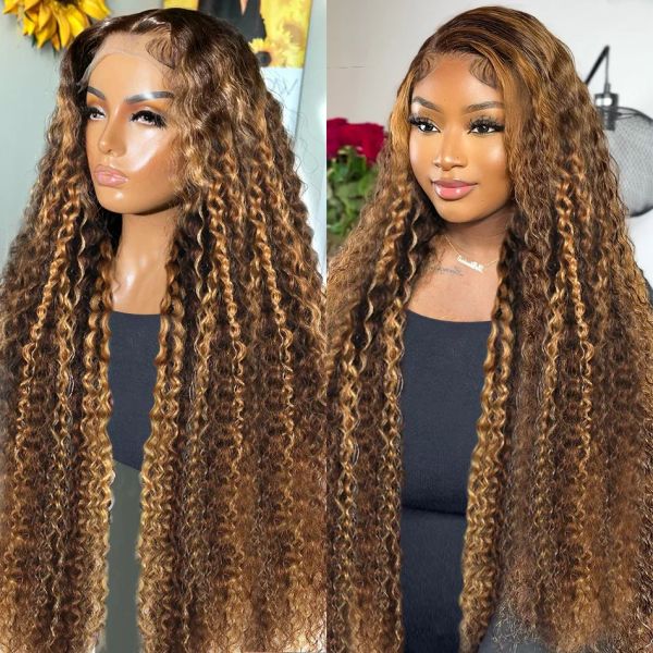 Highlight Hair Brazilian Ombre 13x4 Deep Wave Lace Front Wig for Women Pre Plucked Honey Blonde Colored Curly Lace Frontal Simulation Human Hair Wigs 180% al s
Highlight Hair Brazilian Ombre 13x4 Deep Wave Lace Front Wig for Women Pre Plucked Honey Blonde Colored Curly Lace Frontal Simulation Human Hair Wigs 180% al s
