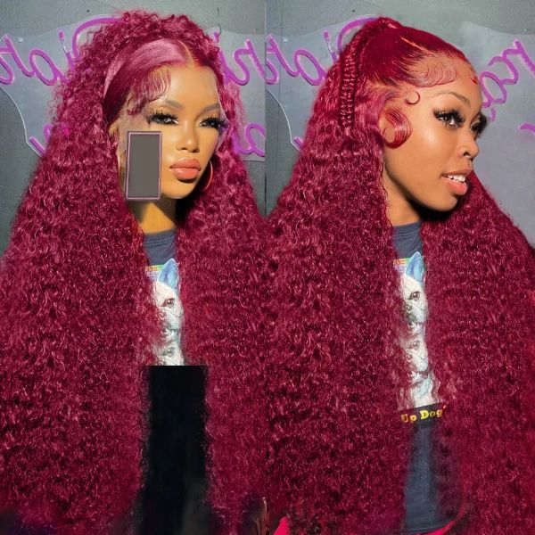 40 30 Inch 99J Burgundy HD Lace Front Wig 13X4 Red Curly Human Hair Wigs Colored Deep Wave Synthetic Frontal Wig Preplucked s al, Black
40 30 Inch 99J Burgundy HD Lace Front Wig 13X4 Red Curly Human Hair Wigs Colored Deep Wave Synthetic Frontal Wig Preplucked s al, Black