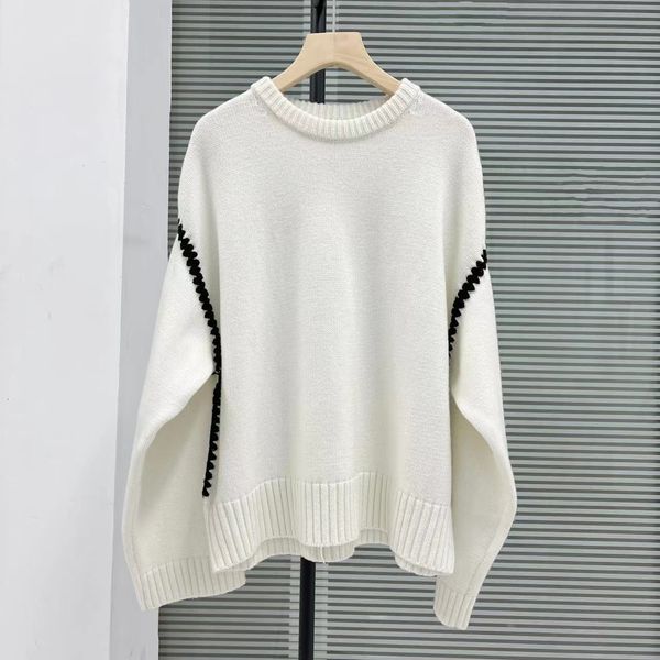 Women's Sweaters Designer Loose Pullover Sweater Embroidered Wool Blend Knitwear, White
Women's Sweaters Designer Loose Pullover Sweater Embroidered Wool Blend Knitwear, White