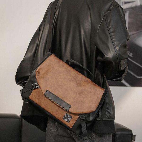 Outlet factory men shoulder bags 3 colors street trend Brown postman bag large-capacity multi-layer leather handbag college style plaid backpack 4932#, Black
Outlet factory men shoulder bags 3 colors street trend Brown postman bag large-capacity multi-layer leather handbag college style plaid backpack 4932#, Black