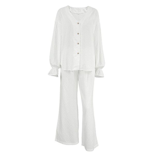 2024 new white cotton Europe and the comfortable relaxed breathable new long sleeve trousers summer thin pajamas women set home wear, Blue
2024 new white cotton Europe and the comfortable relaxed breathable new long sleeve trousers summer thin pajamas women set home wear, Blue