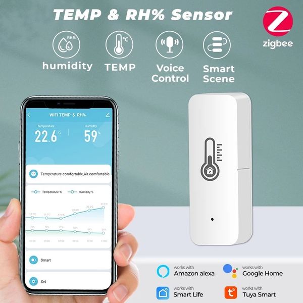 Tuya Zigbee Temperature And Humidity Sensor Need Zigbee Gateway Hub Smart Home Indoor Hygrometer Alexa Google Voice Control