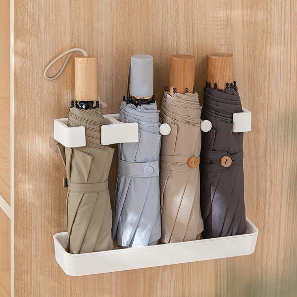 Umbrella Stand Indoor Entryway, Wall Mounted Umbrella Rack ABS Plastic, Umbrella Organizer for Modern Entryway Decor Drill Free