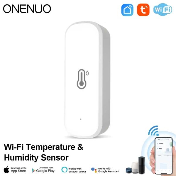 ONENUO WiFi Temperature Humidity Sensor Indoor Smart Life Sensor Tuya Thermostat Hygrometer Sensor Works With Alexa Google