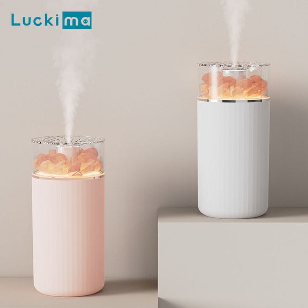 USB Air Humidifier with Natural Salt Crystal Colorful Night Light Portable USB Aromatherapy Essential Oil Diffuser Mist Maker