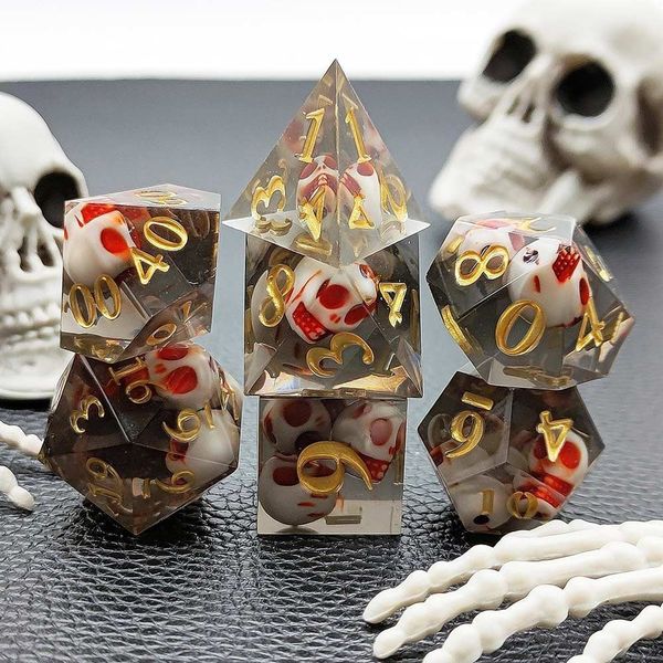 7Pcs Cool Polyhedral Dice Set Resin Dices Table Games Accessory D6 D8 D10 D12 D20 For D&d DND For Board Card Game Math Games