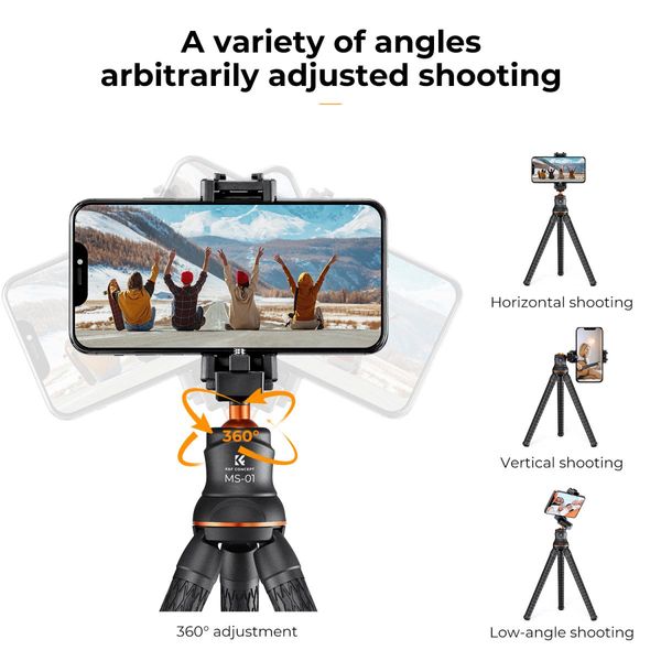 K&F Concept Camera Tripod Versatile Mini Flexible Phone Stand Phone Tripod Bluetooth Remote Control