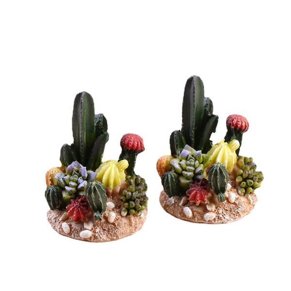 Lifelike Mini Artificial Fleshy Cactus Plant Micro Landscape Decorative Miniature Figurines DIY Potted Garden Home Decor