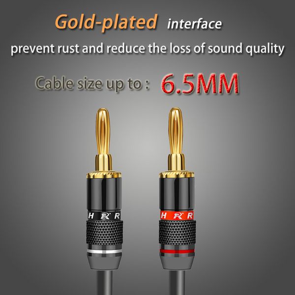 10pcs Banana Plug Connector 24K Gold Plated Brass Speaker Adapter Audio Video Terminal Connectors Fit for 6.5mm Cable