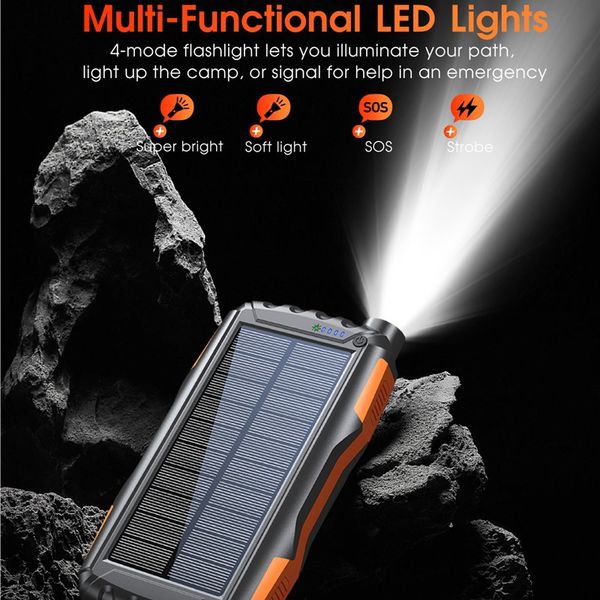 Large Capacity Solar Power Bank 42800mAh Fast Charging USB C Powerbank for iPhone 15 Huawei Xiaomi Portable Solar Panel Charger