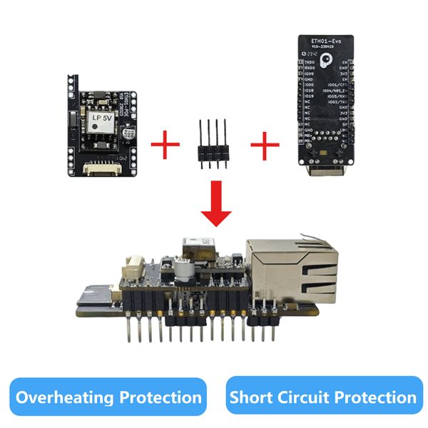 WT32-ETH01-EVO ESP32-C3 Development Board POE Module Embedded Serial Port to Ethernet WIFI Bluetooth Gateway POE power supply