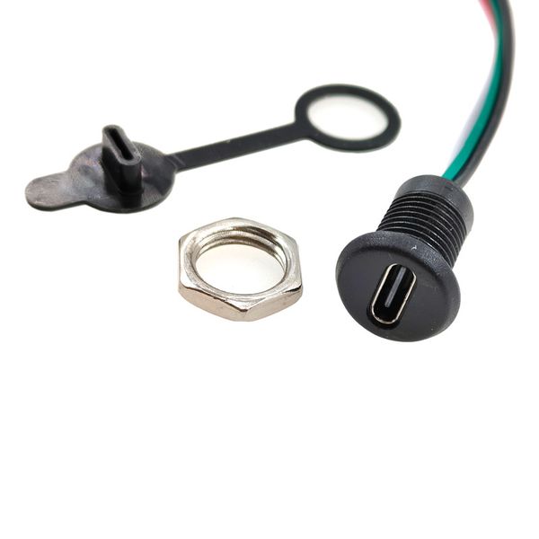 10Pcs USB-C 2/4/5Pin High Current CC Fast Charging Socket With PH2.0 Nut Snap Lock Plate Type-C Female Waterproof Connector Jack