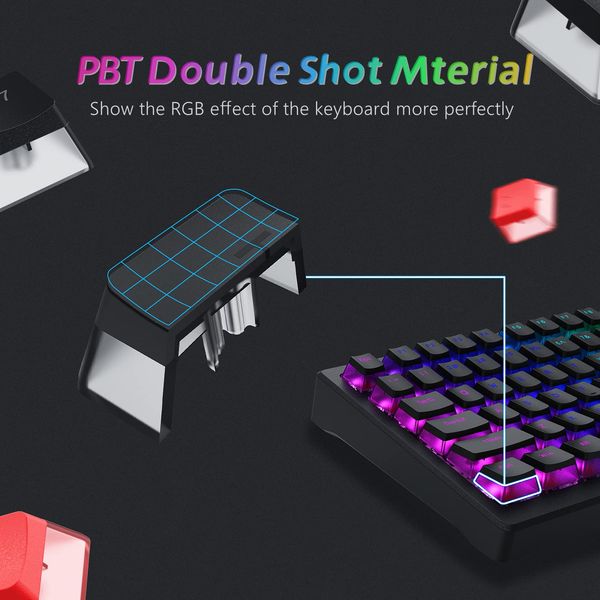 165 Key Pudding PBT Keycaps Custom Black Double Shot Keycap OEM Profile for 100%, 75%, 65%, 60% Gaming Mechanical Keyboard