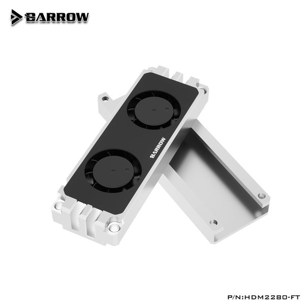 BARROW 2280 22110 PCIE SATA M.2 Hard Disk Dual Fan Air Cooling Heat Sink ,Black,Silver,5V,HDM2280-FT