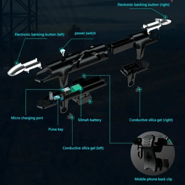 NEW G5 Mobile Phone 4-Fingers Stretchable Electronic Gamepad Controller for PUBG Aim Shooter Trigger Joystick for IPhone Android