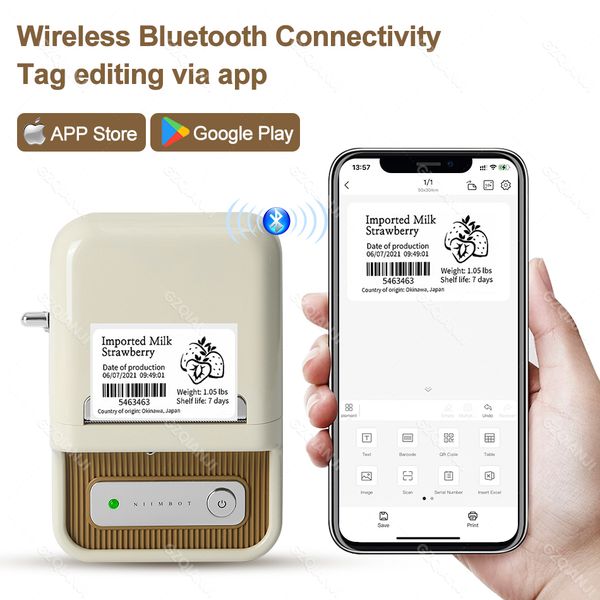 Niimbot B21 Thermal Label Printer Mini Portable Barcode Label Printer Paper For Android iOS Phone Price Tag Sticker Machine