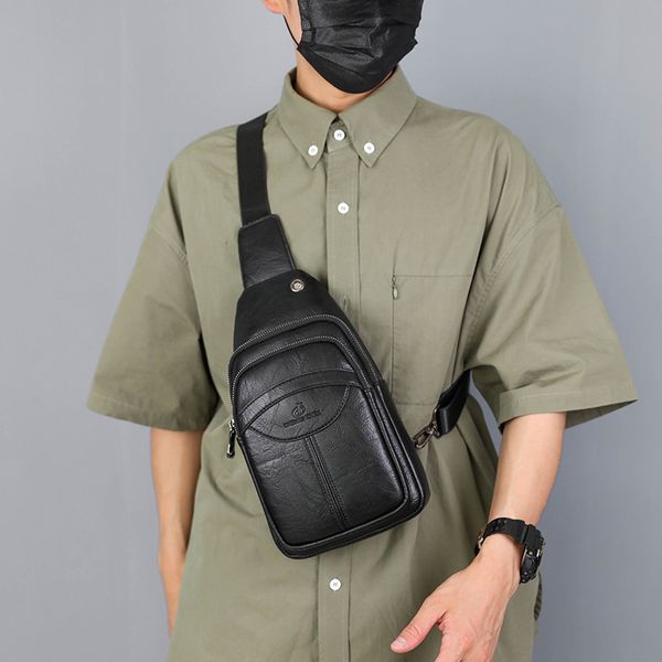 Outlet factory men shoulder bags 3 colors this year's popular solid color leather leisure backpack zipper business chest bag daily Joker stitching fashion handbag, Image colors
Outlet factory men shoulder bags 3 colors this year's popular solid color leather leisure backpack zipper business chest bag daily Joker stitching fashion handbag, Image colors