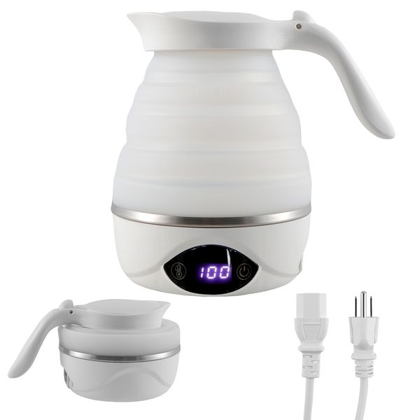 New Foldable Electric Kettle with Handle 700ml Silicone Electric Kettle Touch Control Travel Kettle with Temperature Display