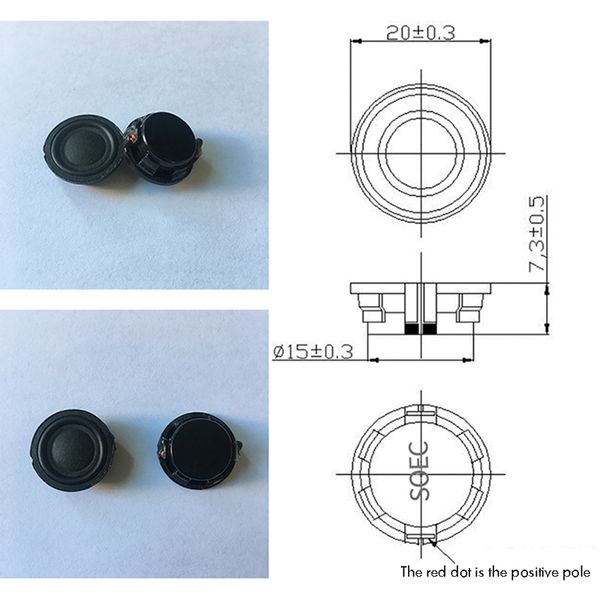 Laptop Modified Round Speaker 2cm 4Ohm 2W Ultra-Thin Composite Membrane Mini Speaker Diameter 20mm Height 5.9mm/7.3mm