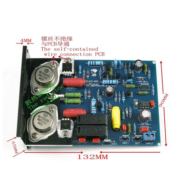 One Pair QUAD405 CLONE MJ15024 100W 8R DIY KITS Finished Baord Dual Channel Amplifier Board w/Angle Aluminum