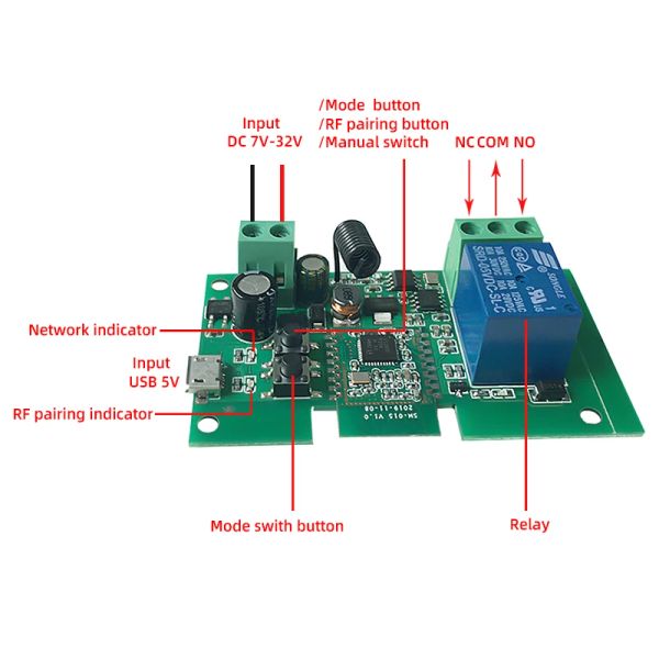 Zigbee Tuya Smart eWelink Switch Module,DC 5V 12V 24V 32V 1 Channel RF Relay for SmartThings Alexa Echo Sonoff Zigbee Bridge Hub