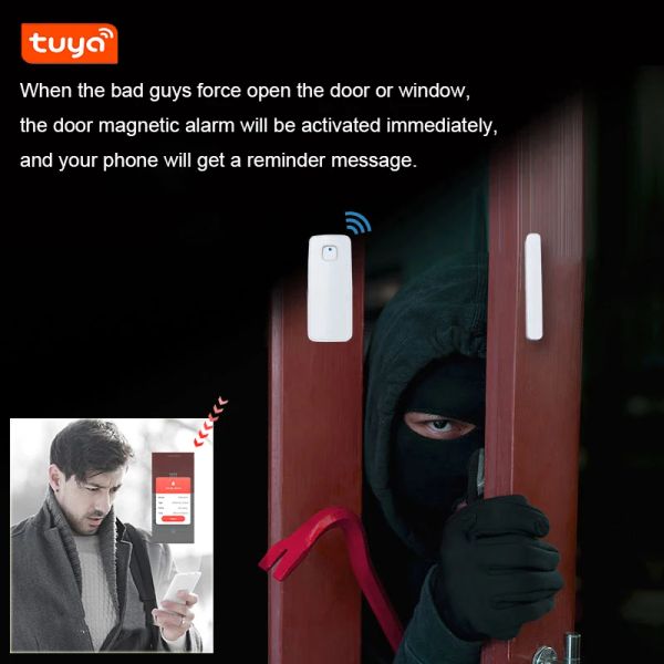 Tuya WiFi Door Window Sensor Alert Smart Life Door Magnetic Sensor Alarm Prevent Anti-Theft Burglar Window Security Detector