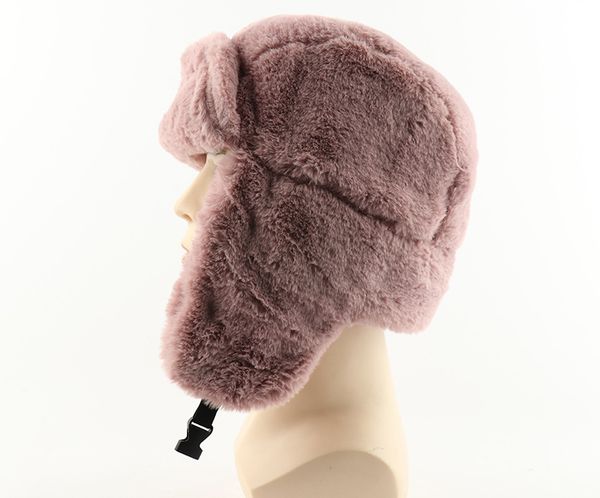 Men Women Soviet Army Military Badge Russia Bomber Hats Pilot Trapper trooper Hat Winter Faux Fur Earflap Snow Caps 3 Styles