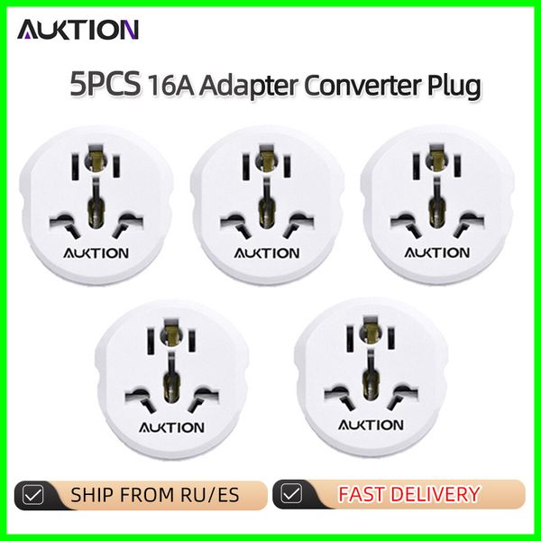 5PCS/Lot Universal European 16A European Plug Adapter Converter UK US AU to EU AC Outlet Plug Charger Travel Adapter 2 Round Pin